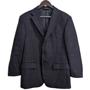 Pronto Moda Italia Navy Windowpane Wool Cashmere Blazer Jacket Men’s 38S